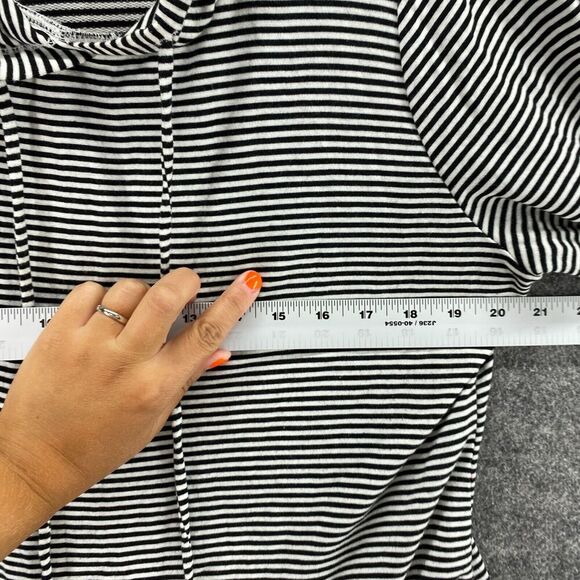Workshop Hoodie Women M Medium Black Striped Hooded Long Sleeve Pockets Rayon - Picture 6 of 8